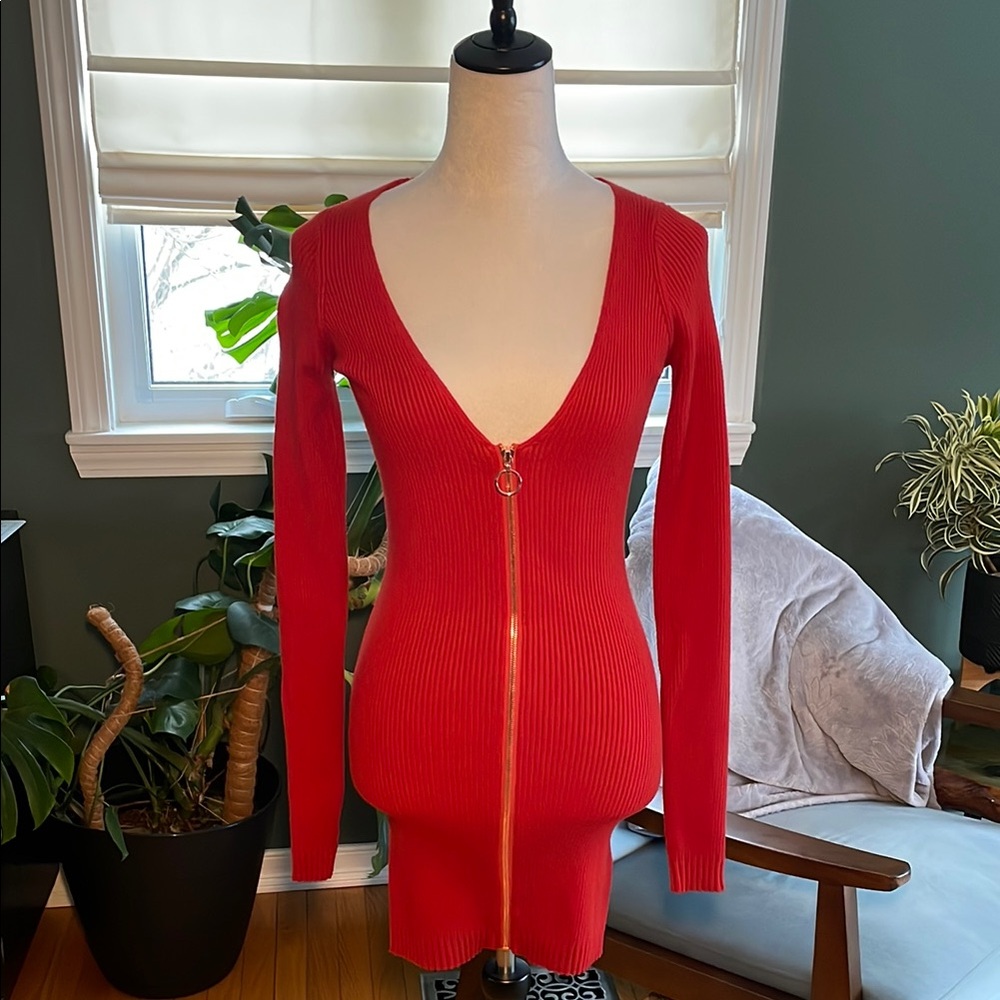 For Love And Lemons Red Ribbed Dress